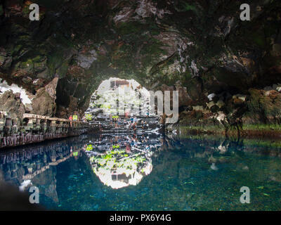 Lanzarote, Spain - June 2, 2018: Cueva De Los Verdes, visit to the lava channel Stock Photo