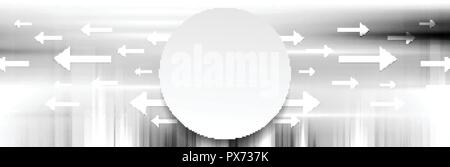 Grey abstract tech modern banner. Vector background with arrows and circle Stock Vector