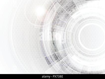 Grey and white futuristic technology abstract background. Vector illustration template Stock Vector