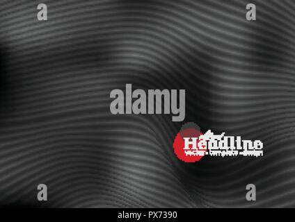 Abstract modern black 3d waves and lines pattern. Vector futuristic template background Stock Vector