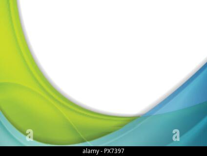Blue and green abstract corporate shiny waves background. Vector colorful design Stock Vector