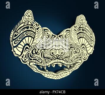 Zentangle Bat for tattoo in boho, hipster style. Ornamental tribal illustration . 3D rendering Stock Photo