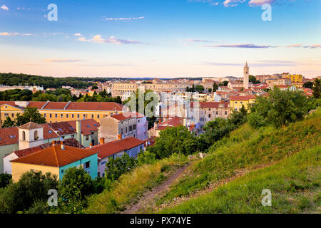 Panoramic view of Pula from hill, Istria region of Croatia Stock Photo