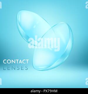 Close view on pair of eye contact lenses Stock Vector