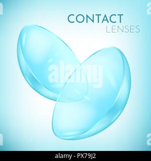 Close view on pair of eye contact lenses Stock Vector