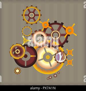 vector image set Steampunk design elements Stock Vector