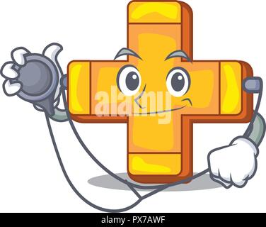 Doctor character line draw symbol plus sign Stock Vector