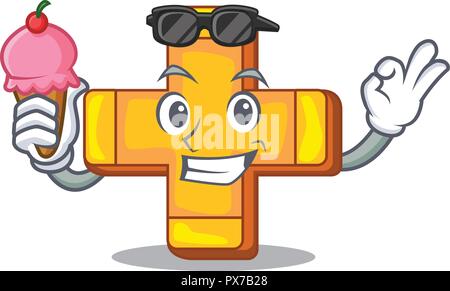 With ice cream cartoon plus sign logo concept health Stock Vector