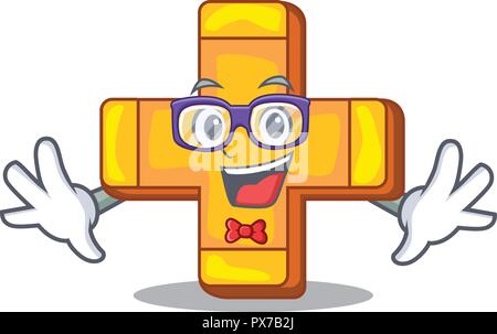 Geek cartoon plus sign logo concept health Stock Vector