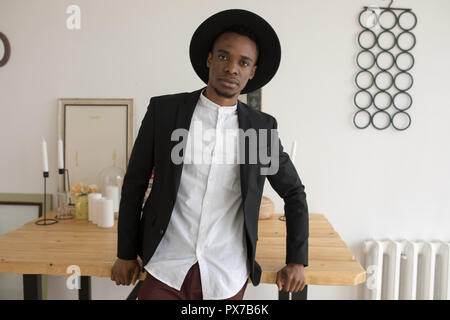 Stylish african american man in a hat. Stock Photo