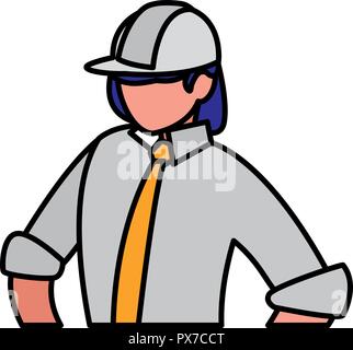 construction worker with safety equipment over white background, vector illustration Stock Vector