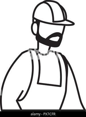 construction worker with safety equipment over white background, vector illustration Stock Vector