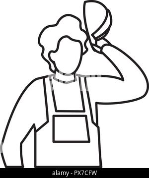 construction worker with safety equipment over white background, vector illustration Stock Vector