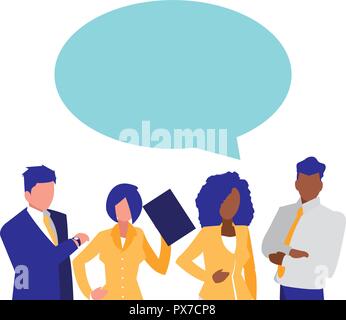 conversation between a businessman and a businesswoman over white background vector illustration Stock Vector