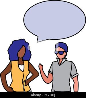 conversation between a businessman and a businesswoman over white background vector illustration Stock Vector