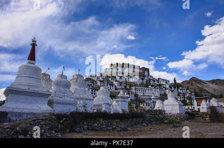 Thiksay Monastery (Thikse) perched on a hillside, Indus Valley, Ladakh, India Stock Photo