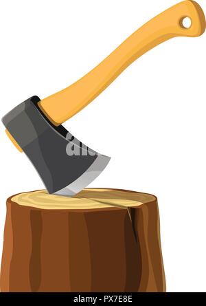 axe in stump Stock Vector