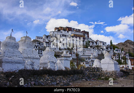 Thiksay Monastery (Thikse) perched on a hillside, Indus Valley, Ladakh, India Stock Photo