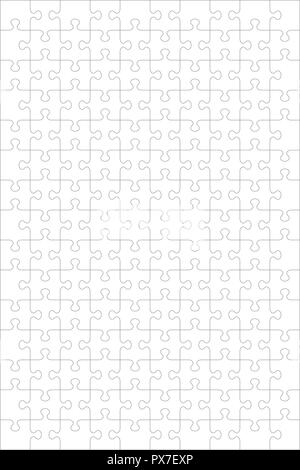 Jigsaw puzzle blank template or cutting guidelines of 150 transparent pieces, portrait orientation, and visual ratio 2:3 (every piece is a single shape). Stock Vector
