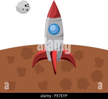 space rocket in mars and moon vector illustration design Stock Vector