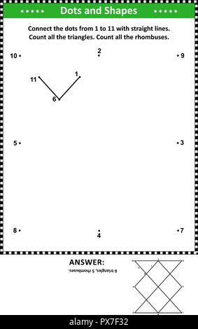 IQ and spatial skills math activity with dot to dot drawing and basic ...