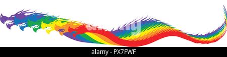 Rainbow Dragons Trail silhouette Stock Vector