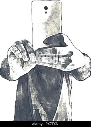 Smartphone taking picture - vintage style Stock Vector