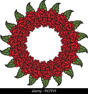 Roses Garland Decoration in stained glass style Stock Vector
