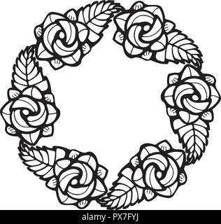 Roses Garland Decoration in stained glass style Stock Vector