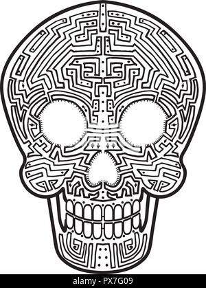 Mexican Calavera Skull Cyber Theme Decoration Stock Vector