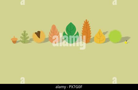 Autumn / Fall theme set postcard Stock Vector