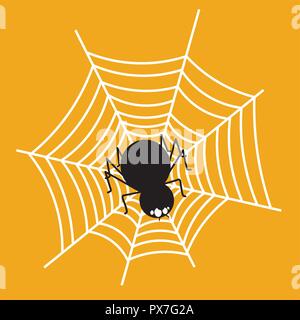 Halloween Icon: The Black Spider on web Stock Vector