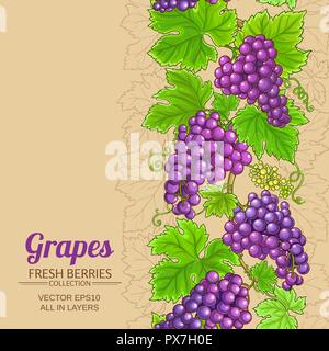 grapes vector pattern on color background Stock Vector