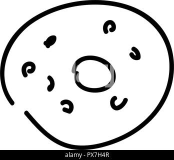 Donut with sprinkles isolated on white background. simple sketch pen style. flat iconic symbol Stock Vector