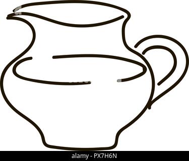 Milk jug and glass of milk isolated on white background. Simple modern vector illustration. simple sketch pen style. flat iconic symbol Stock Vector