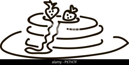 Pancakes with jam breakfast simple sketch pen style. flat iconic symbol Stock Vector