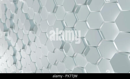 Abstract White Hexagon Pattern Blocks Wall Background Stock Photo - Alamy