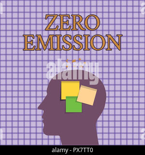 Conceptual hand writing showing Zero Emission. Business photo showcasing No harmful gas release to atmosphere Conserve the environment. Stock Photo