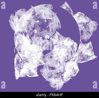 White abstrct fractal on ultraviolet background. Fantasy fractal texture. Digital art. 3D rendering. Computer generated image Stock Photo