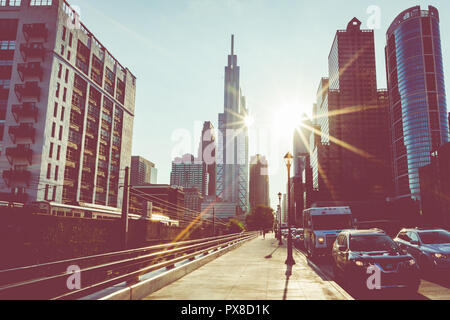 PHILADELPHIA - USA - SEPTEMBER 19, 2018: Sunrise time at city center in Philadelphia at summer time. Stock Photo