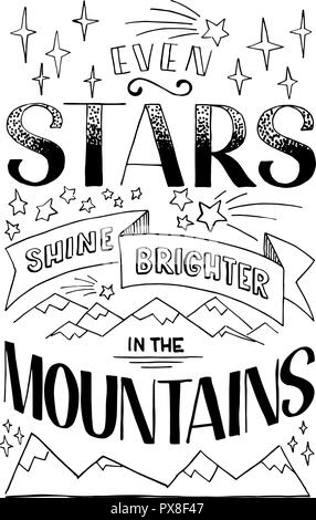 Even stars shine brighter in the mountains Stock Vector