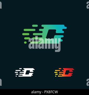 letter C modern speed shapes logo design vector Stock Vector