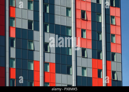 Close up detail of the Study Inn Coventry Tower student village accommodation on Well Street in Coventry city centre UK Stock Photo