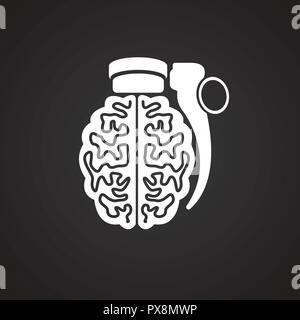 Brain grenade on Black Background Stock Vector