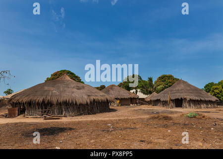 Orango Island, Guinea-Bissau - February 3, 2018: View of the village of ...