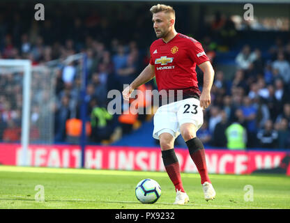 London, England - October 20: 2018 Manchester United's Luke Shaw during Premier League between Chelsea and Manchester United at Stamford Bridge stadium , London, England on 20 Oct 2018. Credit Action Foto Sport Credit: Action Foto Sport/Alamy Live News Stock Photo