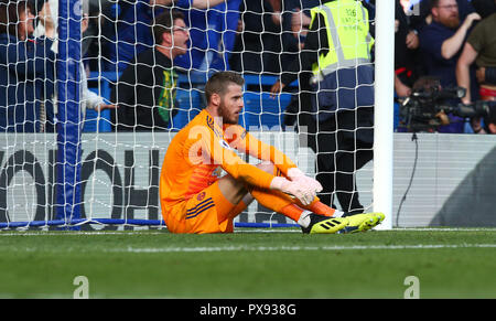 London, England - October 20: 2018 Manchester United's David De Gea during Premiership League between Chelsea and Manchester United at Stamford Bridge stadium , London, England on 20 Oct 2018. Credit Action Foto Sport Stock Photo