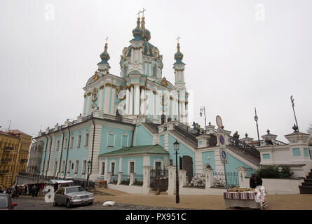 Kiev, Ukraine. 20th Oct, 2018. General view of the St. Andrew's Church in ceneter of Kiev, Ukraine, on 20 October 2018. On 18 October Ukrainian Parliament voted for handover the St. Andrew's Church for permanent use by the Ecumenical Patriarch of Constantinople. Credit: Serg Glovny/ZUMA Wire/Alamy Live News Stock Photo