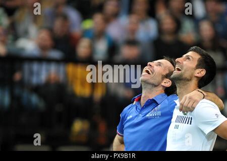 Prague, Czech Republic. 20th Oct, 2018. Double winner of Davis Cup Radek Stepanek say goodbye to his tennis career on October 18 at the O2 arena in Prague in the Czech Republic. The main star guest of the event will be the former first player of the world and Wimbledon champion Serbia's Novak Djokovic Credit: Slavek Ruta/ZUMA Wire/Alamy Live News Stock Photo