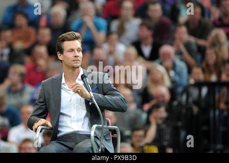 Prague, Czech Republic. 20th Oct, 2018. Czech tennis players Tomas Berdych are seen during double winner of Davis Cup Radek Stepanek say goodbye to his tennis career on October 18 at the O2 arena in Prague in the Czech Republic. Credit: Slavek Ruta/ZUMA Wire/Alamy Live News Stock Photo